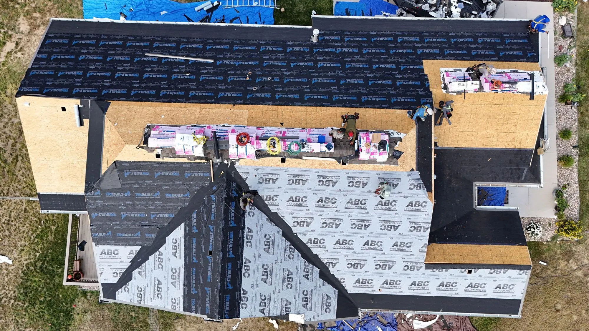 Synthetic underlayment and new decking during a roof replacement